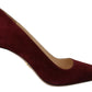 Elegant Dark Red Suede Heels Pumps