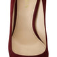 Elegant Dark Red Suede Heels Pumps