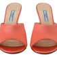 Elegant Coral Leather Heels Sandals