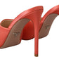 Elegant Coral Leather Heels Sandals
