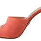 Elegant Coral Leather Heels Sandals