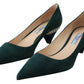 Elegant Green Suede Heels Pumps