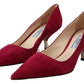 Elegant Dark Pink Suede Heels Pumps
