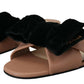 Elegant Two-Tone Leather Flat Sandals