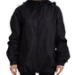 Sleek Black Nylon Bomber Jacket