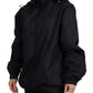 Sleek Black Nylon Bomber Jacket
