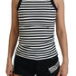 Elegant Striped Sleeveless Turtleneck Top
