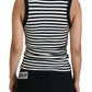 Elegant Striped Sleeveless Turtleneck Top