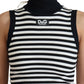 Elegant Striped Sleeveless Turtleneck Top