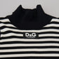 Elegant Striped Sleeveless Turtleneck Top
