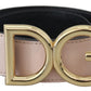 Elegant Beige Leather Belt with Metal Logo Buckle