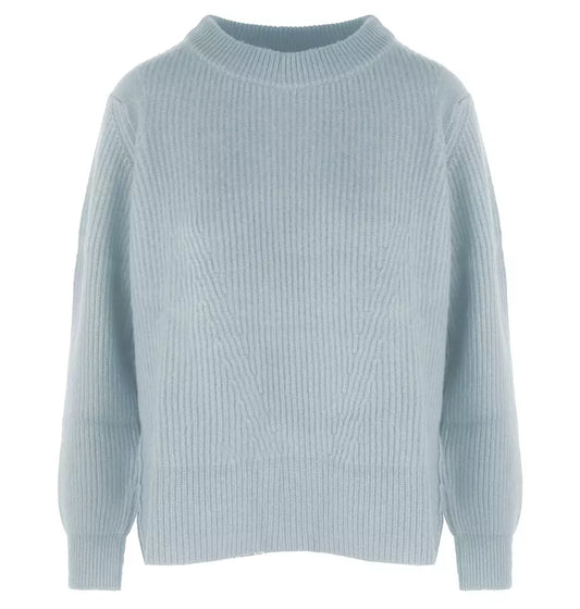 Elegant Ribbed Wool-Cashmere Women's Crew Neck Sweater