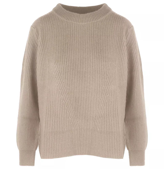 Elegant Cashmere Crew Neck Sweater in Beige