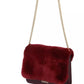 Chic Calfskin Crossbody with Eco-Fur & Chain Strap