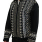 Elegant Patterned Bomber Jacket with Pearl Details