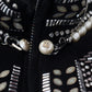 Elegant Patterned Bomber Jacket with Pearl Details
