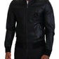 Elegant Black Leather Bomber Jacket