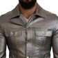 Elegant Gray Collared Jacket