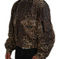 Elegant Leopard Print Hooded Jacket