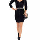 Elegant Wool Blend Sheath Dress with Logo Waistband