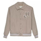 Chic Collegiate Bomber Jacket in Hazelnut Beige