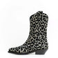 Elegant Black Leopard Texan Boots with Silver Accents