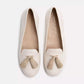 Elegant Beige Silk Tassel Loafers