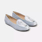 Elegant Silver Velvet Flats with Tassel Detail