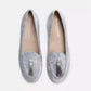 Elegant Silver Velvet Flats with Tassel Detail