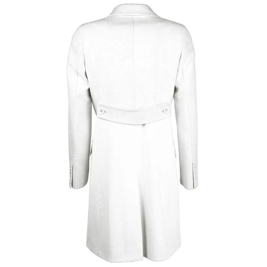 Elegant Virgin Wool White Coat