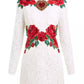 Elegant White Lace Dress with Floral Appliqués