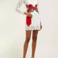 Elegant White Lace Dress with Floral Appliqués