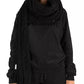 Elegant Black Woven Knit Scarf