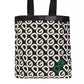 Black Patterned Leather-Trim Shopper Bag