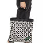 Black Patterned Leather-Trim Shopper Bag