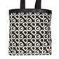 Black Patterned Leather-Trim Shopper Bag