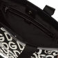 Black Patterned Leather-Trim Shopper Bag