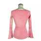 Peony Pink Long-Sleeved Ribbed V-Neck Sweater