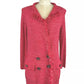 Fuchsia V-Neck Longline Jacket with Metallic Accents