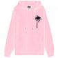 Chic Pink Cotton Hooded Sweatshirt with Palm Print