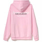 Chic Pink Cotton Hooded Sweatshirt with Palm Print