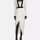 Elegant Flower Weave Dress with Suede Rhinestone Detail
