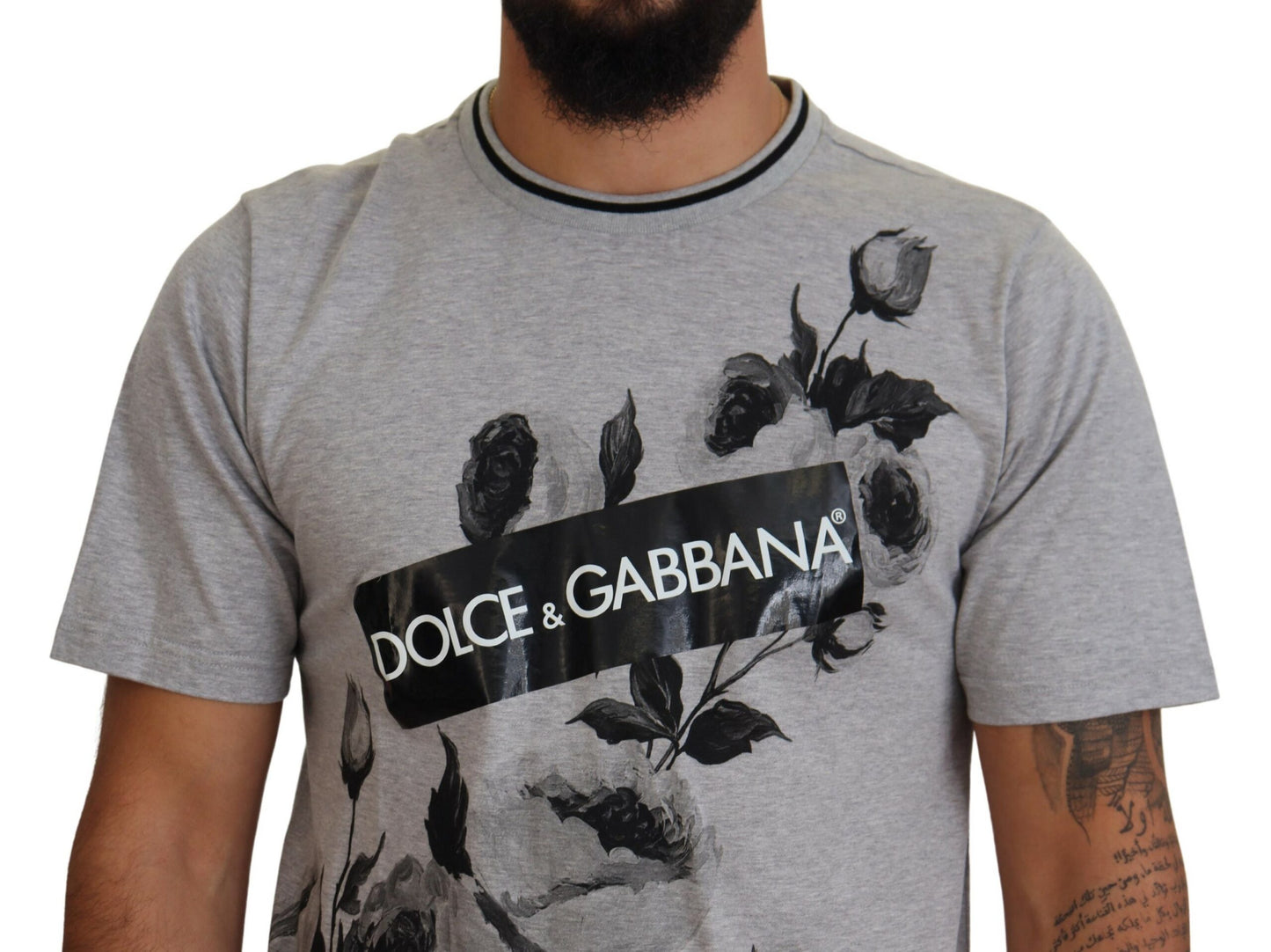 Elegant Floral Crew Neck Cotton Tee