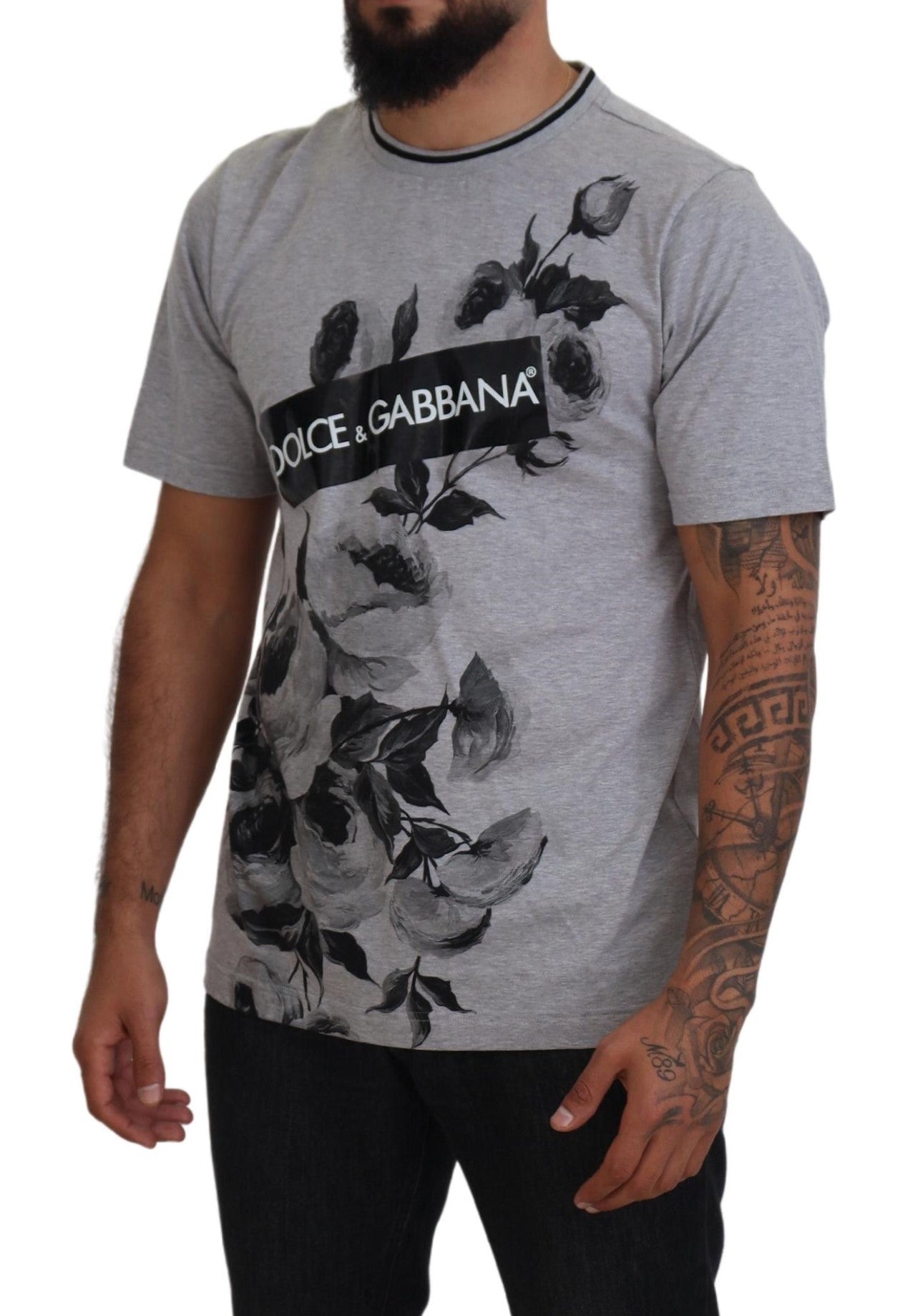 Elegant Floral Crew Neck Cotton Tee