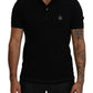 Elegant Crown Embroidered Black Polo