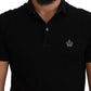 Elegant Crown Embroidered Black Polo