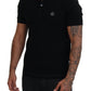 Elegant Crown Embroidered Black Polo