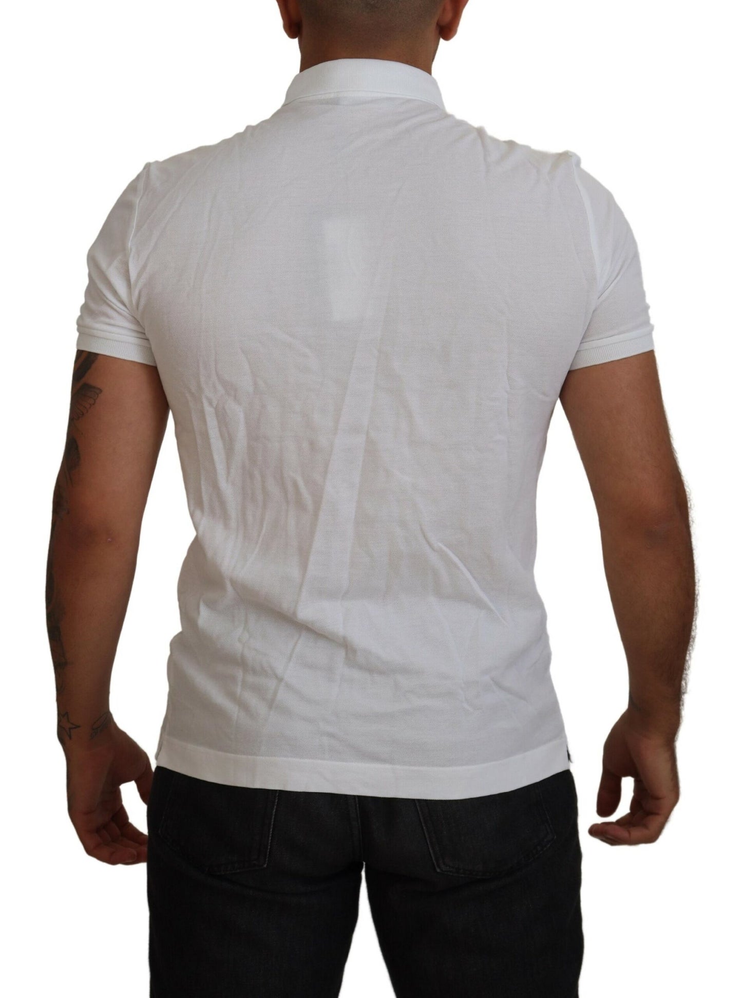 Exquisite White Cotton Polo T-Shirt