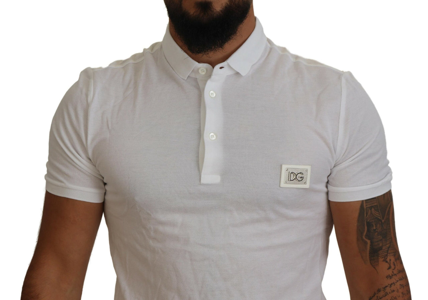 Exquisite White Cotton Polo T-Shirt