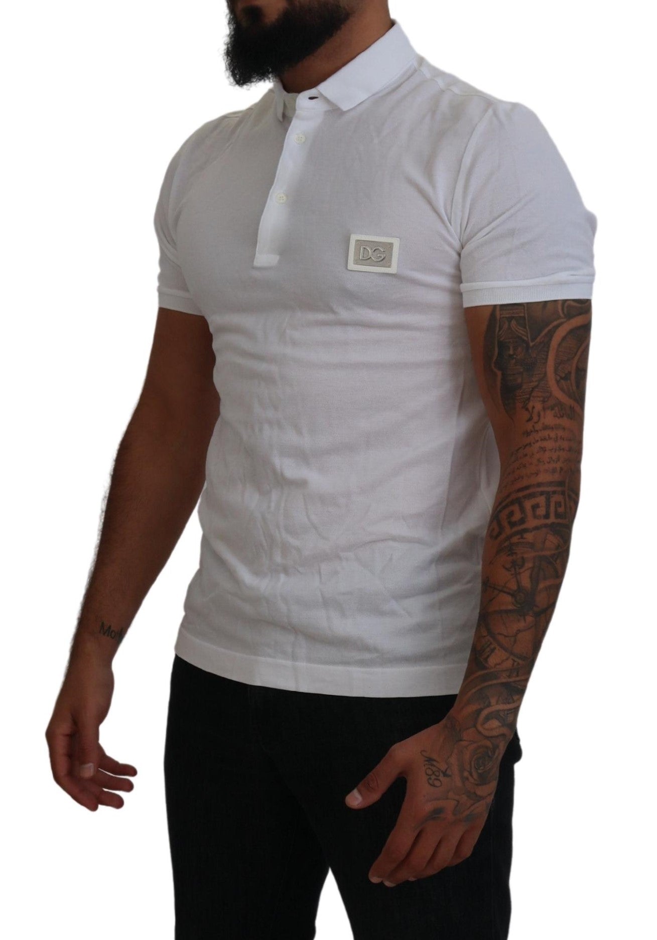 Exquisite White Cotton Polo T-Shirt